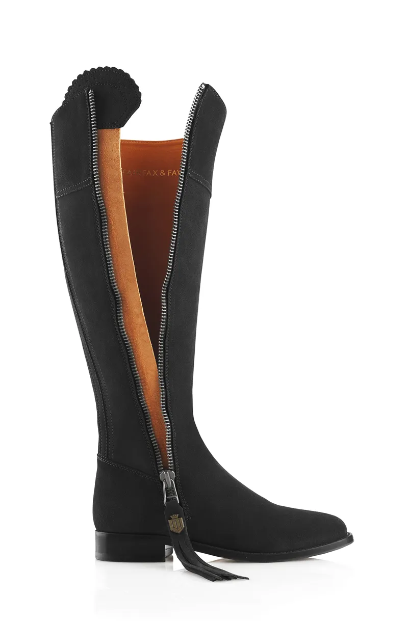 Fairfax and Favor Regina Flat Boots Black Suede-4